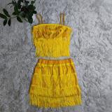 Casual tassel sexy suspenders casual two-piece set
