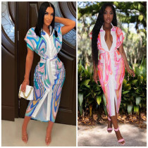 Sexy Fashion Shirt Belt Long Dress Q8818 Sexy Fashion Shirt Belt Long Dress Q8818