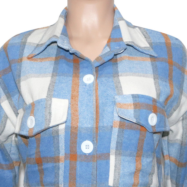 Midi long casual fashion classic plaid single-breasted cotton coat