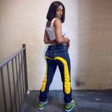 Sexy Low Rise Contrast Print Jeans