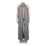 Sexy Plus Size Striped Jumpsuit Nightclub
