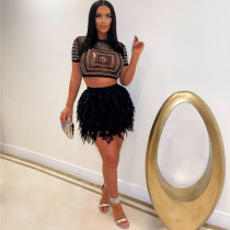 Sexy Slim Perspective Hot and Diamond Two-piece Nightclub Suit Sexy Slim Perspective Hot and Diamond Two-piece Nightclub Suit