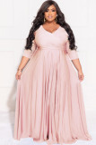 Plus Size Women's Solid Color Large Skirt Dress