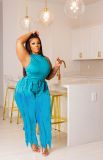 Solid Color Fringe Two Piece Set