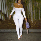 Fashion Solid Color One Shoulder Sexy Backless Jumpsuit