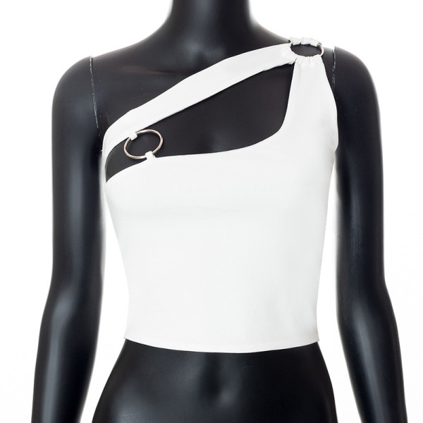 Fashion Stand Collar Print Sexy Mesh Slim Fit T-Shirt Top