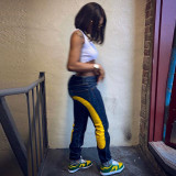 Sexy Low Rise Contrast Print Jeans