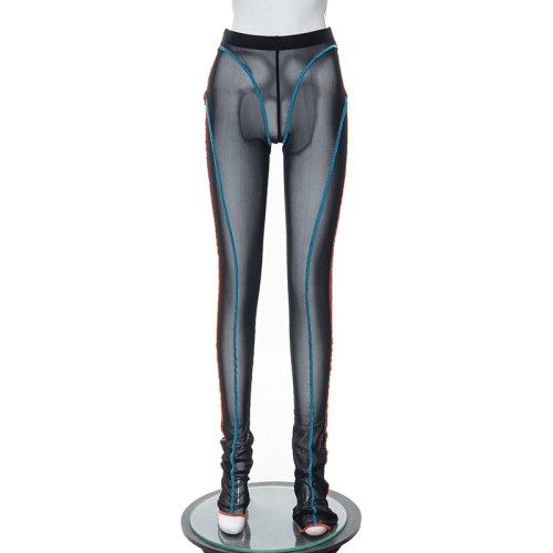 Sexy Perspective Mesh High Waist Hip Raise Casual Leggings