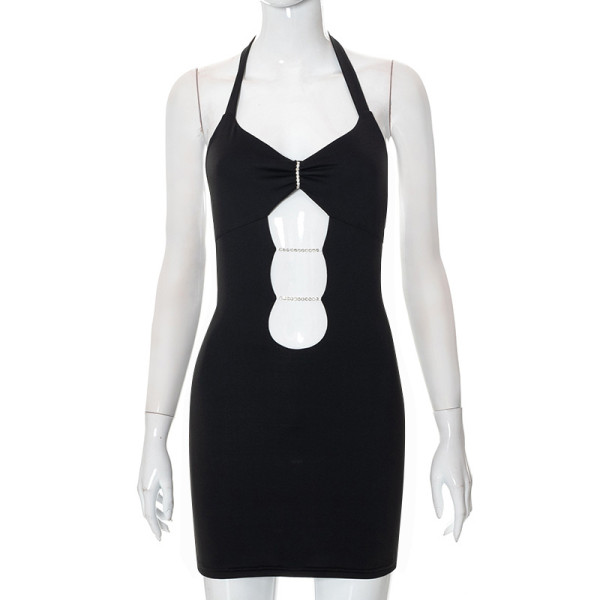 Halter neck sleeveless fashion hollow sexy hip dress