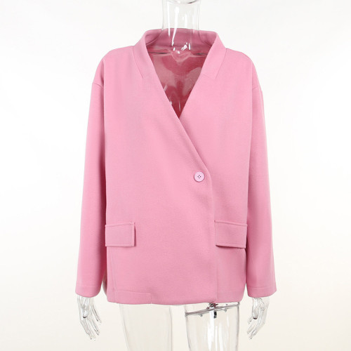 Large size loose suit jacket jacket one button temperament commuter long-sleeved women's clothing