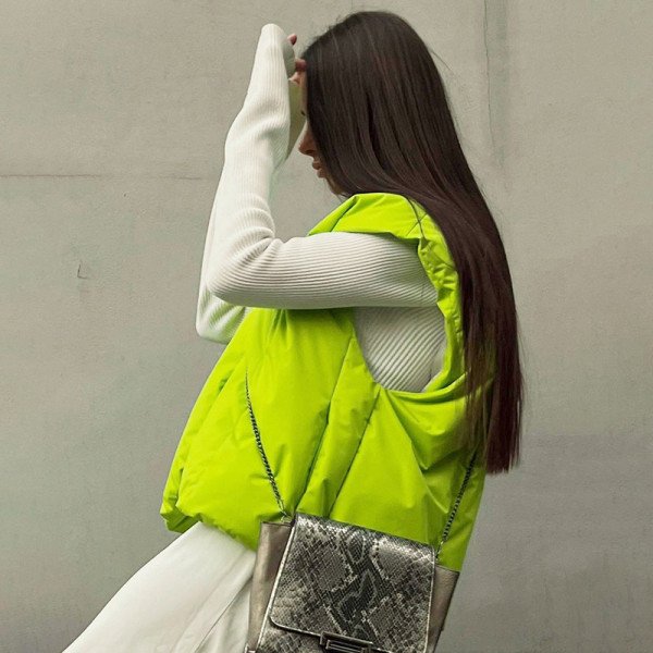 Single Breasted Fluorescent Collarless Vest Cotton Loose Casual Top