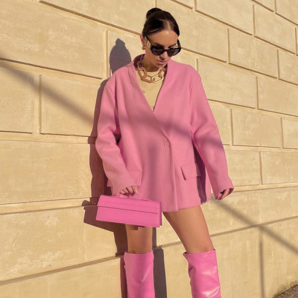 Large size loose suit jacket jacket one button temperament commuter long-sleeved women's clothing