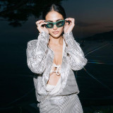 Hot Silver Glitter Shirt Street Hipster Style Long Sleeve Top