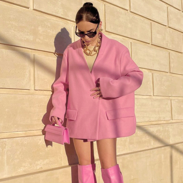 Large size loose suit jacket jacket one button temperament commuter long-sleeved women's clothing