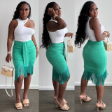 Irregular vest fringed skirt suit fashion skirt suit