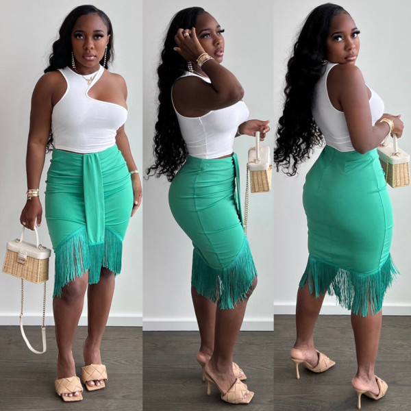 Irregular vest fringed skirt suit fashion skirt suit