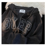 Retro tide brand letter patch coat thin cardigan sweater