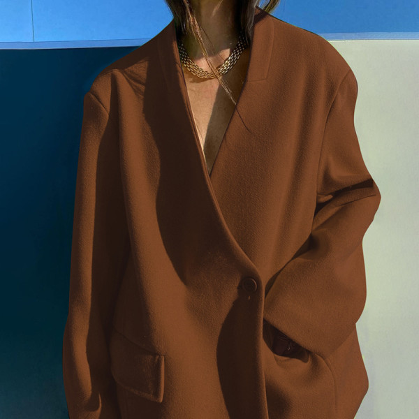 Large size loose suit jacket jacket one button temperament commuter long-sleeved women's clothing