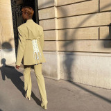 Lace-Up Shoulder Pad Slim Fit Blazer