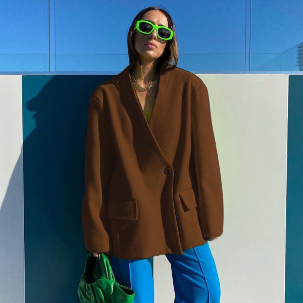 Large size loose suit jacket jacket one button temperament commuter long-sleeved women's clothing