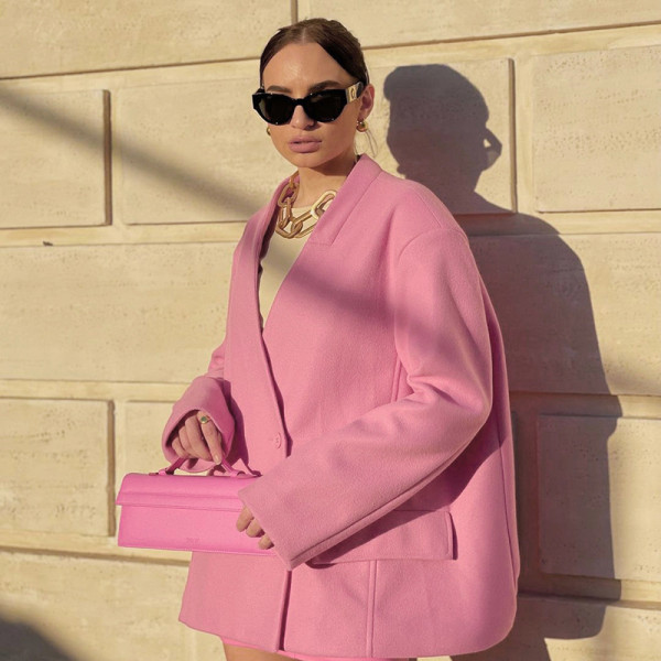 Large size loose suit jacket jacket one button temperament commuter long-sleeved women's clothing