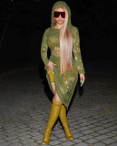 Women's Knit Casual Solid Color Cutout Hooded Dress