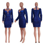 Women's Sexy Slim Fit Long Sleeve Sequin Dress