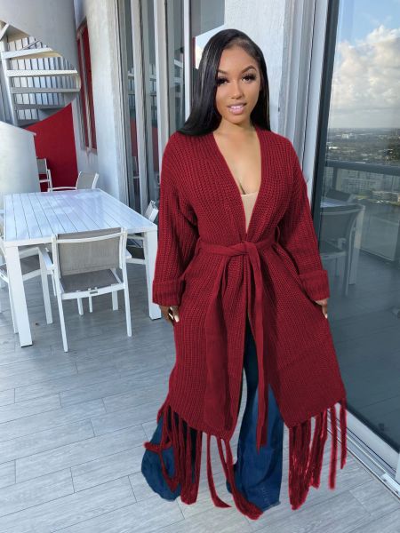 Women's Long Fringed Cardigan Sweater Jacket
