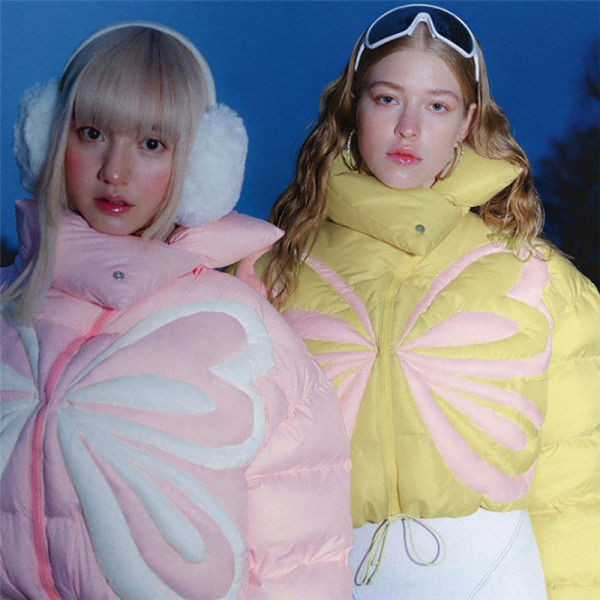 Fashion stand collar stitching contrast color thickened short padded jacket