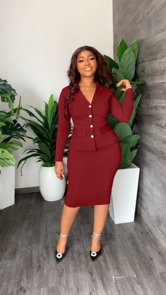 Autumn and winter OL jacket skirt suit casual work clothes two-piece set