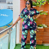 Women's Two Piece Fashion Print Casual Suit
