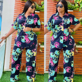 Women's Two Piece Fashion Print Casual Suit