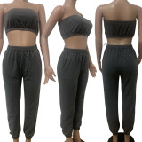 Fashion Tube Top Loose Casual Pants Set