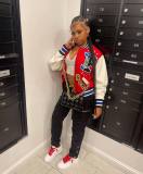 Women's Zip Up Fashion Print Panel Web Jacket