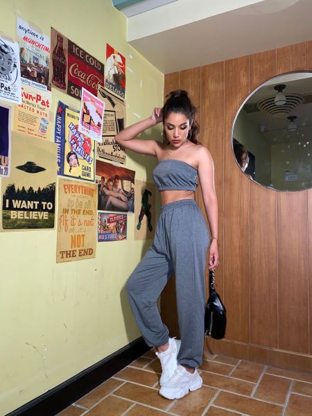 Fashion Tube Top Loose Casual Pants Set