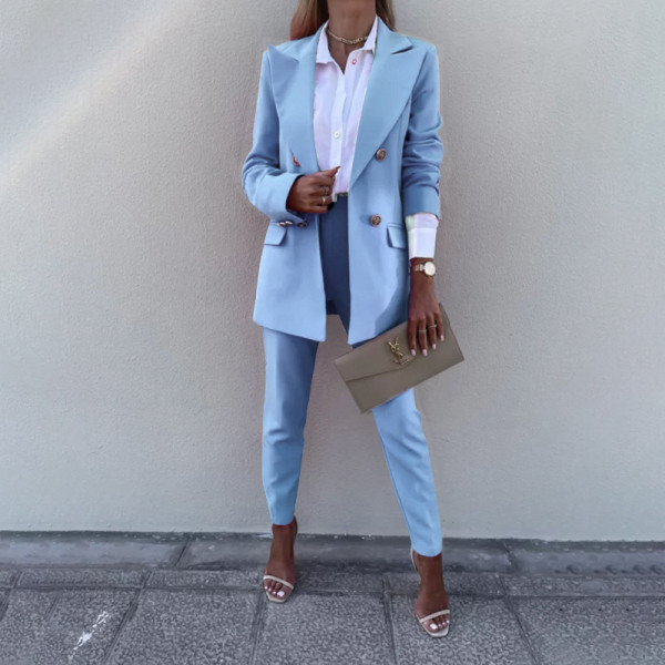Solid color temperament suit two-piece fashion casual trousers suit