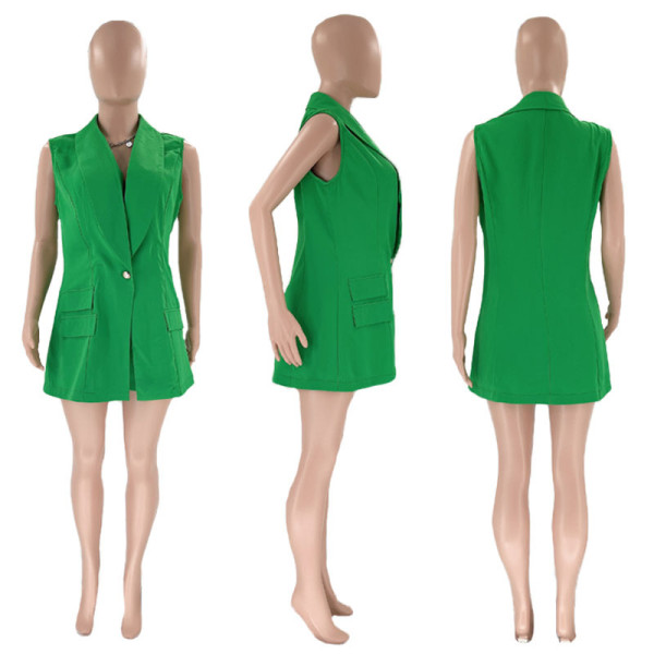 Solid Color Sleeveless Lapel Ladies Small Suit Fashion Casual Shorts Suit