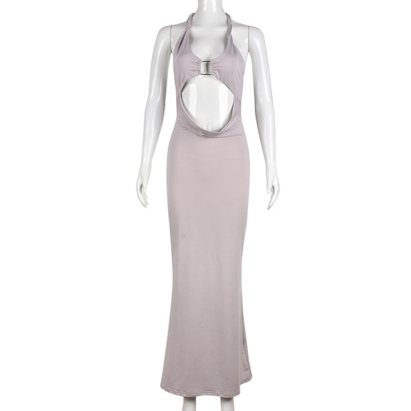 Halter neck hollow open back temperament commuter sexy dress