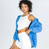 Solid Color Hooded Loose Women's Zip Cardigan Urban Casual Long Sleeve Sweater