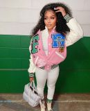 Fashion Casual Colorblock Print Baseball Thread Jacket