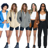 Solid Color Hooded Loose Women's Zip Cardigan Urban Casual Long Sleeve Sweater