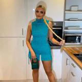 Fashion Round Neck Sleeveless Sexy Tie Cutout Slim Fit Jumpsuit