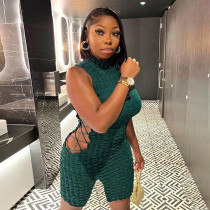 Fashion Round Neck Sleeveless Sexy Tie Cutout Slim Fit Jumpsuit Fashion Round Neck Sleeveless Sexy Tie Cutout Slim Fit Jumpsuit