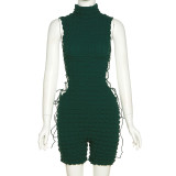 Fashion Round Neck Sleeveless Sexy Tie Cutout Slim Fit Jumpsuit