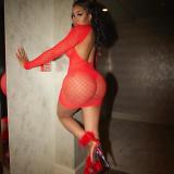 Women's sexy hollow underwear Sexy mesh backless nightdress Nightclub dress