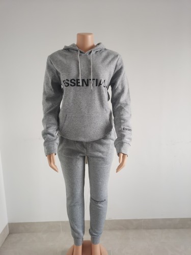Letter printed Plush suit fashion neutral hooded trousers
