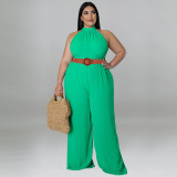 Casual Solid Belted Jumpsuit