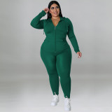 Plus Size Hood Long Sleeve Pants Fashion Casual Set