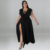 Plus Size Sexy Strapless Backless Solid Color Dress