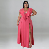Plus Size Sexy Strapless Backless Solid Color Dress